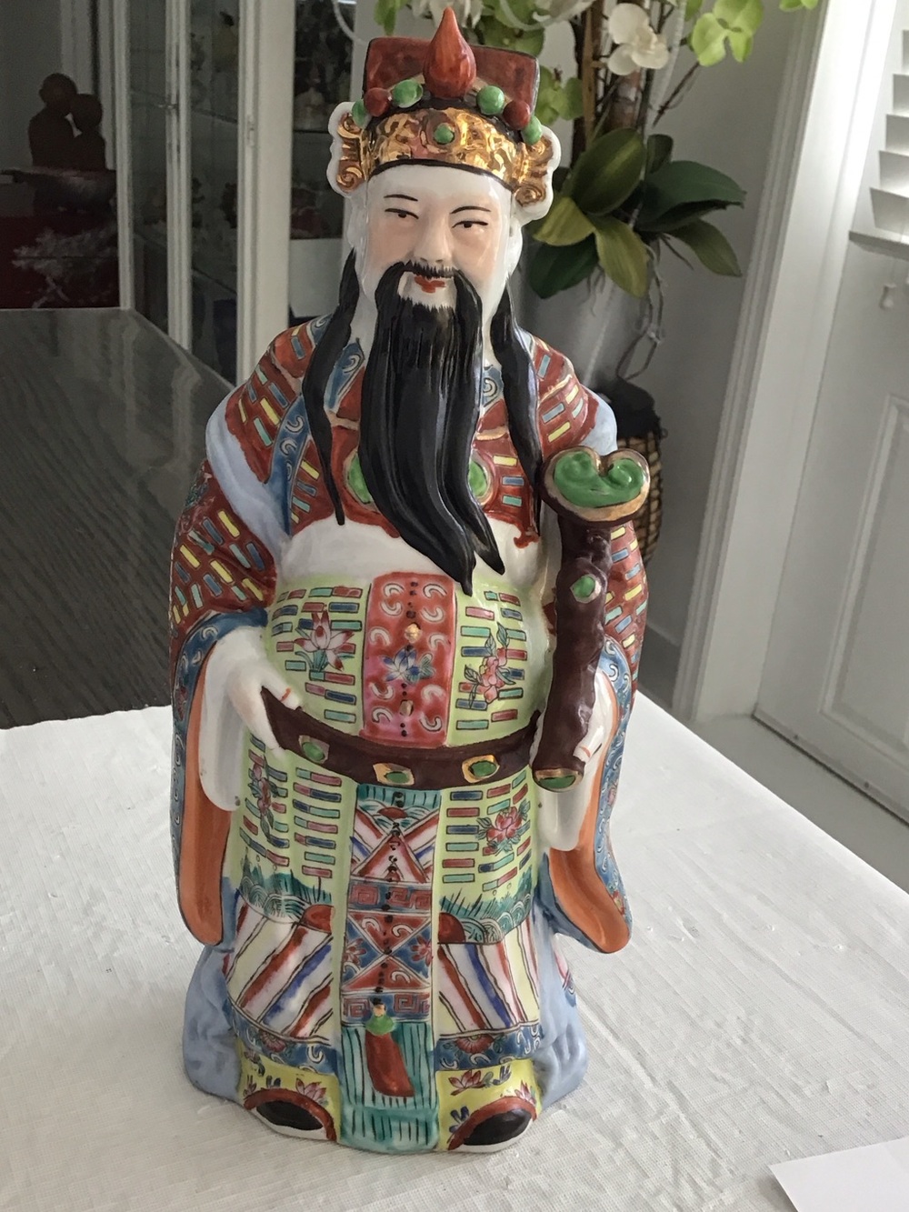 Vintage Multicolor Chinese Porcelain Figurine Decorative Statue